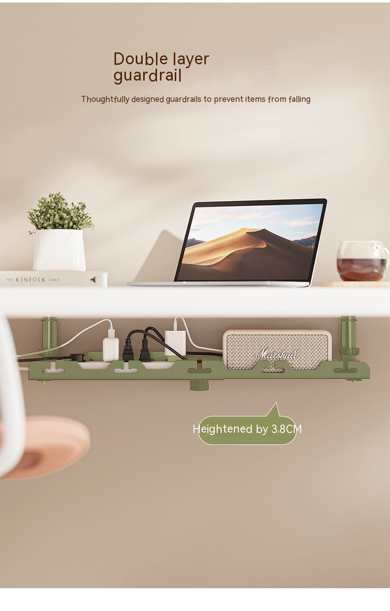 Under-Desk Cable Management Rack — No Drill, Carbon Steel