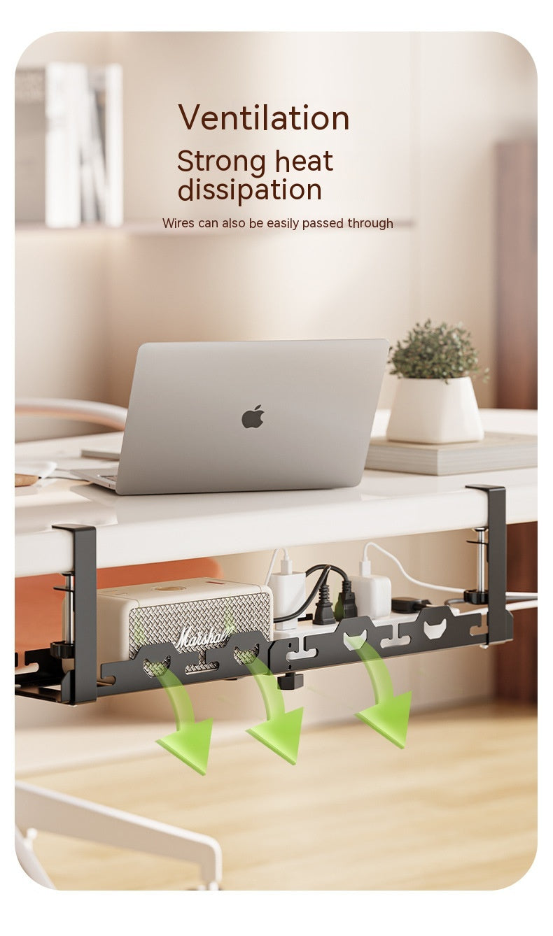 Under-Desk Cable Management Rack — No Drill, Carbon Steel