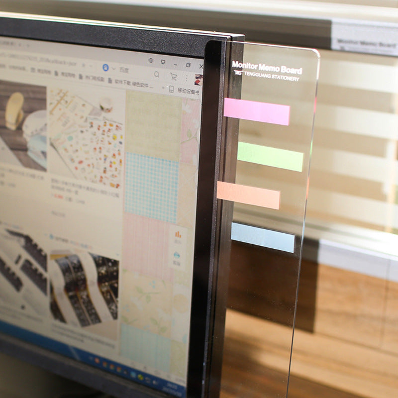 Monitor Memo Board — Clear Acrylic Sticky Note Panel for Your Screen