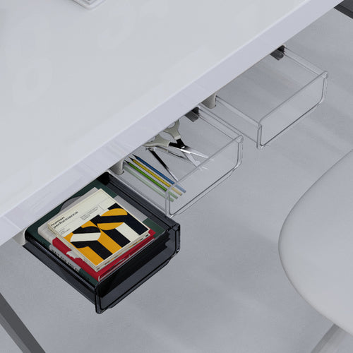 Hidden Under-Desk Drawer Storage Box — Single & Double Layer