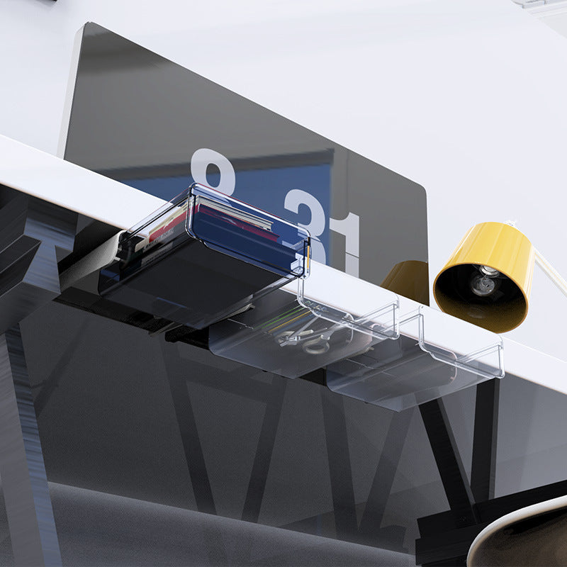 Hidden Under-Desk Drawer Storage Box — Single & Double Layer