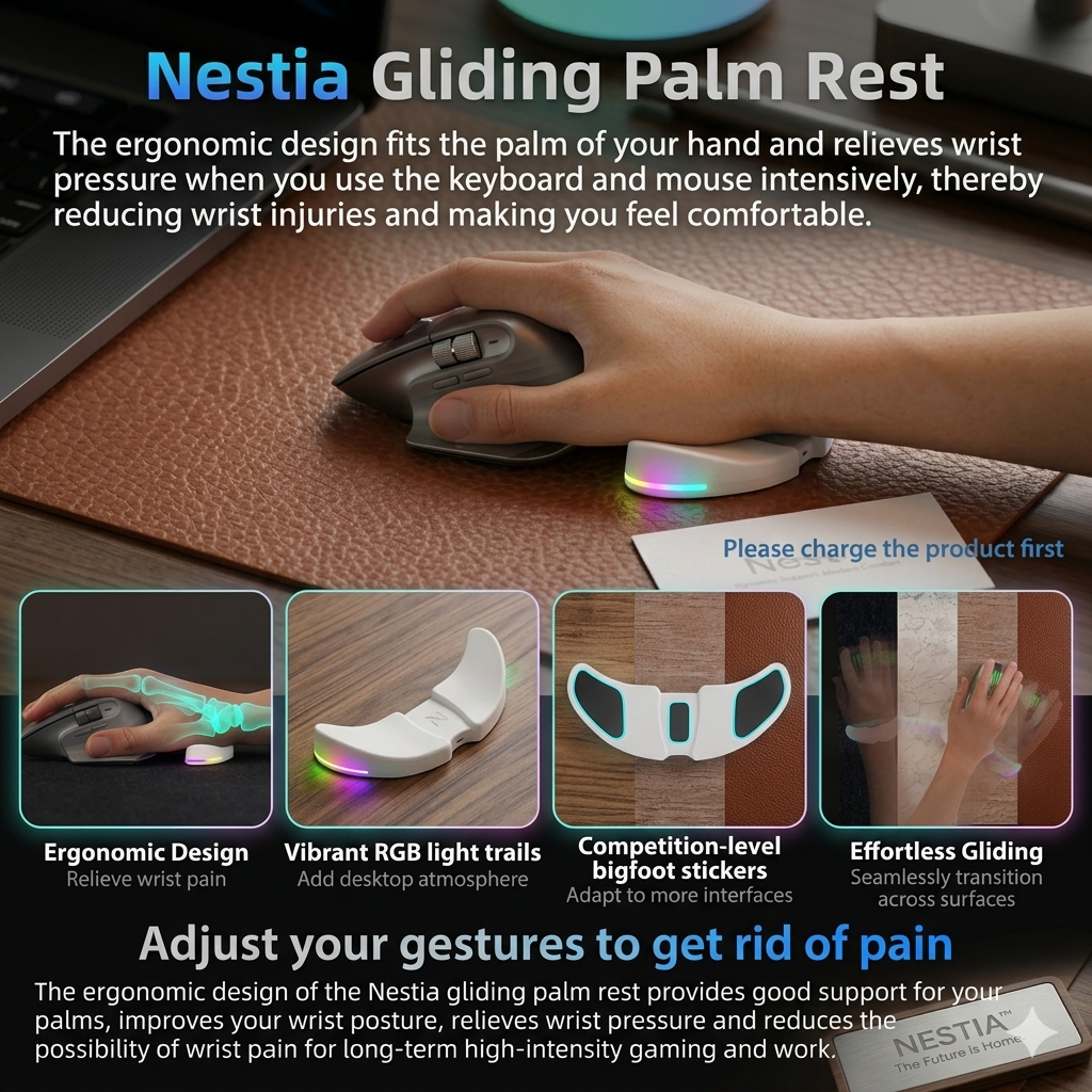 IFYOO RGB Ergonomic Palm Tray Wrist Rest — Desk Setup Wrist Support