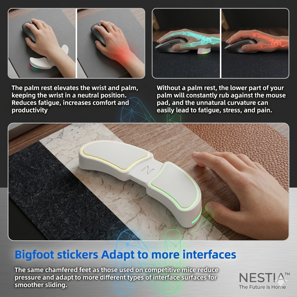 IFYOO RGB Ergonomic Palm Tray Wrist Rest — Desk Setup Wrist Support